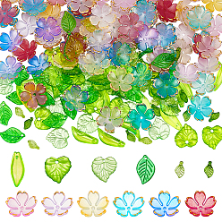 (52) Непрозрачная лаванда Наборы для самостоятельной сборки подвесок и колпачков для бусин из прозрачного акрила в форме листа, разноцветные, 9.7~21.5x5.5~19x1.5~6 мм, отверстие : 1.2~2 мм