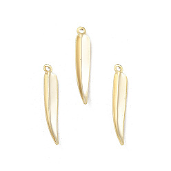 Настоящее золото 24K Латунные подвески, без кадмия и без свинца, лист, реальный 24 k позолоченный, 23x4x2 мм, отверстие : 1.2 мм