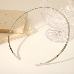 Нержавеющая Сталь Цвет Простые 304 плоские ожерелья-манжеты из нержавеющей стали, модные украшения для женщин, цвет нержавеющей стали, внутренний диаметр: 5.12 дюйм (13 см)