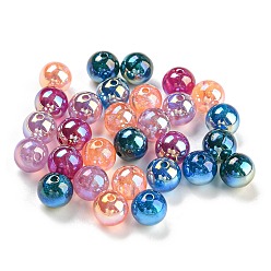 Mixed Color Iridescent Acrylic Glitter Beads, Round, Mixed Color, 8mm, Hole: 1.5mm
