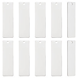 Нержавеющая Сталь Цвет 30 шт. 201 подвески из нержавеющей стали, штамповка пустой метки, прямоугольные, цвет нержавеющей стали, 45x13x1 мм, отверстие : 2 мм