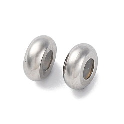 Нержавеющая Сталь Цвет 201 из нержавеющей стали бусы, с резиной внутри, ползунки, рондель, анти-тускнение, цвет нержавеющей стали, 3x7.5 мм, отверстие : 1.6 мм