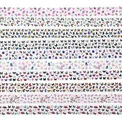 Бабочка Переводные фольгированные наклейки для ногтей, наклейки для ногтей, украшения для ногтей, бабочки, 2.5 см, 1 м / рулон, 10 рулонов / коробке