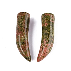 Унакит Природные подвески Unakite, амулеты из бычьих рогов, 35~38x10~14x10~11 мм, отверстие : 1.2~1.5 мм