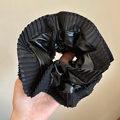 Черный Искусственная кожа с тканевыми пышными резинками для волос, аксессуары для волос для женщин и девочек, чёрные, 200 мм