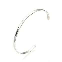 Нержавеющая Сталь Цвет Устойчивые к потускнению 201 браслеты-манжеты из нержавеющей стали, цвет нержавеющей стали, 2-1/2 дюйм (6.4 см) ~ 2-3/4 дюйм (7 см)