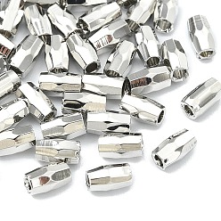 Real Platinum Plated SHEGRACE Brass Beads, Cadmium Free & Nickel Free & Lead Free, Barrel, Faceted, Real Platinum Plated, 3x3x5mm, Hole: 1.5mm
