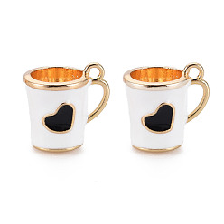 пшеница Стеллаж покрытие сплава эмалью подвески, без кадмия, без никеля и без свинца, чашка, золотой свет, цвет пшеницы, 14x14x11 мм, отверстие : 1.5 мм