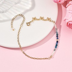 Синий Браслеты на лодыжку из натуральных бусин в форме бабочки, украшенные кианитом и жемчугом., с 304 цепочками из нержавеющей стали с текстурированным покрытием, золотые, синие, 8-3/4 дюйм (222 мм)