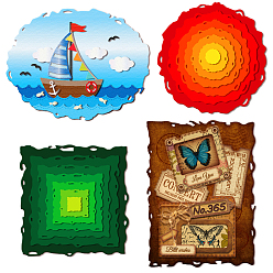 Mixed Shapes Углеродистая сталь разрезает трафареты, для diy scrapbooking, Фотоальбом, декоративная бумага для тиснения, разнообразные, 110x110~144x0.8 мм, 4 шт / комплект