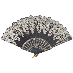 Negro Ventilador plegable de plástico, para la decoración del baile de la boda del partido, negro, 250x20x23.5 mm