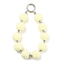 Светло-желтый Универсальный ремешок для телефона с плюшевым шариком на запястье, со сплавочной фурнитурой, чехол для смартфона, сумка, украшение для ключей от машины, светло-желтый, 155 мм