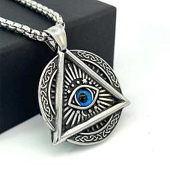 Нержавеющая Сталь Цвет Ожерелья из нержавеющей стали в стиле панк с подвеской «Всевидящее око» для мужчин, цвет нержавеющей стали
