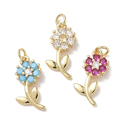 (52) Непрозрачная лаванда Латунные микро проложить кубического циркония подвески, , стойки покрытие, долговечный, без кадмия и без свинца, реальный 18 k позолоченный, разноцветные, 20.5x10x3 мм, отверстие : 3.5 мм