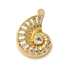 Настоящее золото 18K Латунные микро проложить кубического циркония подвески, форма раковины, долговечный, стойки покрытие, без кадмия и без свинца, реальный 18 k позолоченный, 22.5x14.5x3.5 мм, отверстие : 1.5 мм