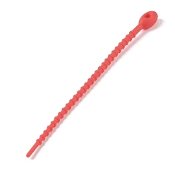 Red Oval Shape Silicone Cable Zip Ties, Cord Organizer Strap, for Wire Management, Red, 128x8x7mm