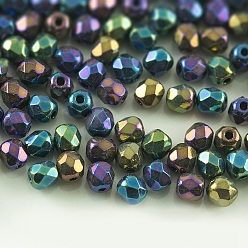 Colorful Czech Fire Polished Glass Beads, Faceted, Drum, Colorful, 6x6mm, Hole: 1mm, about 380pcs/bag