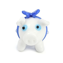 Свинья Серия животных миниатюрные украшения ручной работы лэмпворк, фигурка украшение для домашнего рабочего стола, свинья, 23.5x30x28.5 мм