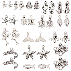 Античное Серебро 64 шт. 16 подвески из сплава в тибетском стиле с изображением океана, разнообразные, античное серебро, 14~28x8~24.5x2.5~6 мм, отверстие : 1.6~2 мм, 4 шт / стиль