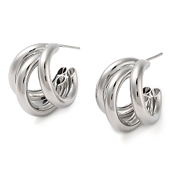 Platinum Brass Studs Earrings, Long-Lasting Plated, Lead Free & Cadmium Free, Platinum, 24.5x20mm