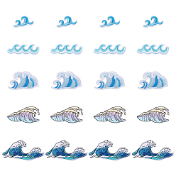 (52) Непрозрачная лаванда 20шт 5 стили компьютеризированной ткани для вышивки гладить/пришивать нашивки, аксессуары для костюма, аппликация, морская волна, разноцветные, 26~50x50~98x1.5~2 мм, 4 шт / цвет