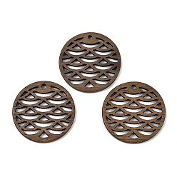 Кокосово-Коричневый Подвески из орехового дерева, плоско-круглые, кокосового коричневый, 29.5x2 мм, отверстие : 2 мм