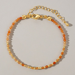 Красный Авантюрин Круглые браслеты из натурального красного авантюрина в стиле бохо для женщин, немагнитных гематита, граненые, внутренний диаметр: 6-1/2 дюйм (16.5 см) ~ 6-3/4 дюйм (17 см)