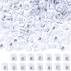 Белый 150шт 15 стили пластиковые маркеры размеров одежды брюк, колонка, белые, 12x10 мм, прорезь: 1.5 мм, 10 шт / стиль