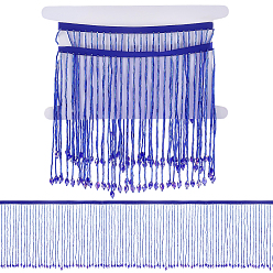 Azul 1 Cinta de borlas con cuentas de vidrio de una yarda, recorte de cuentas, azul, 155 mm