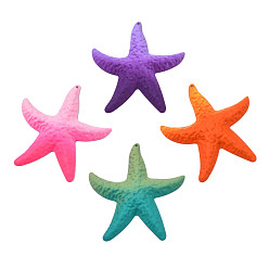 Mixed Color Spray Painted Iron Big Pendants, Starfish, Mixed Color, 50x46.5x6mm, Hole: 1.2mm