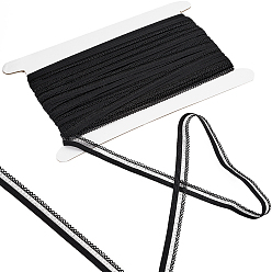 Черный 25m трикотажная леска нейлоновая эластичная кружевная отделка, Эластичная цветочная кружевная лента для шитья украшения, чёрные, 1/2 дюйм (12 мм), около 27.34 ярдов (25 м) / мешок