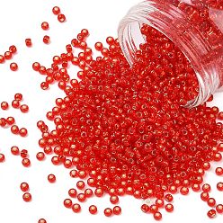 (25B) Silver Lined Siam Ruby Тохо 8/0 круглые бусины, японский бисер, (25 b) сиамский рубин с серебряной подкладкой, 3 мм, отверстие : 1 мм, Около 222 шт / 10 г