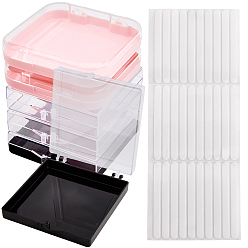 (52) Непрозрачная лаванда 9 шт. 3 цветной пластиковый контейнер для хранения накладных ногтей, квадратный, 1 лист с наклейками для дизайна ногтей, разноцветные, 7.7~7.8x6.95~7.5x1.7~1.75 см