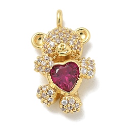 Настоящее золото 18K Стойка металлическая латунная микропрофилированная кубическая циркония подвески, долговечный, без свинца и без кадмия, нести прелести, реальный 18 k позолоченный, 18.5x10x4.5 мм, отверстие : 2.2 мм