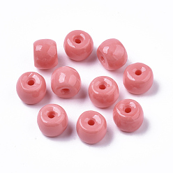 Rose Chaud Perles de corail synthétiques, colonne, teint, rose chaud, 9x7mm, Trou: 1.8mm