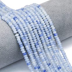 Синий Авантюрин Природные голубые авантюрин бисером пряди, матовые, рондель, окрашенная и подогревом, 4x2 мм, отверстие : 0.9 мм, около 167~173 шт / нитка, 15.16''~15.35'' (38.5~39 см)