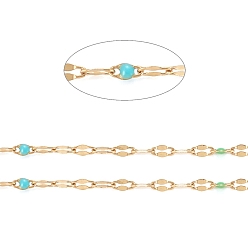 Разноцветный Ручная работа 304 цепочки из нержавеющей стали, кабельные цепи, с эмалью и катушкой, пайки, Плоско-овальные, долговечный, красочный, 3x1.5x0.1~1 мм, около 32.8 футов (10 м) / рулон