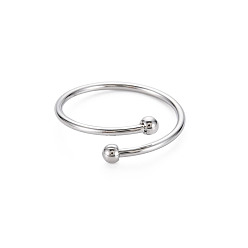 Нержавеющая Сталь Цвет Не тускнеет 304 тонкие открытые манжетные кольца из нержавеющей стали с двойным бисером, цвет нержавеющей стали, размер США 7 3/4 (17.9 мм)