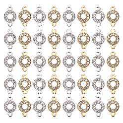 Platinum & Light Gold 60 шт. 2 цвета сплава, кристаллы и стразы, подвески-коннекторы, кольцевые звенья, платина и светлое золото, 13.5x8.5x2 мм, отверстие : 1.5 мм, 30 шт / цвет