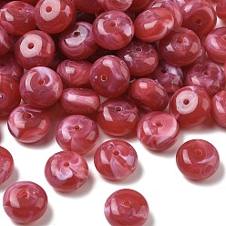 Indian Red Two Tone Acrylic Beads, Imitation Gemstone Style, Rondelle, Indian Red, 19.5x11mm, Hole: 2.5mm, about 165pcs/500g