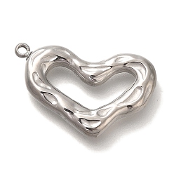 Нержавеющая Сталь Цвет Антикоррозийные 304 подвески из нержавеющей стали, шарма сердца, цвет нержавеющей стали, 14x22.5x3 мм, отверстие : 1.4 мм