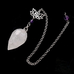 Хрусталь Природный кварцевый кристалл конус редька заостренный маятник для биолокации, с подвесками лотоса, для лозоходства и гадания, 190 мм