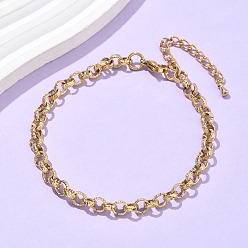 Настоящее золото 14K 304 женские браслеты-цепочки Rolo из нержавеющей стали, реальный 14 k позолоченный, 8-1/8 дюйм (207 мм)