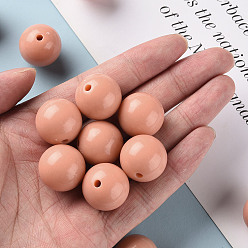 Dark Salmon Opaque Acrylic Beads, Round, Dark Salmon, 20x19mm, Hole: 3mm, about 111pcs/500g