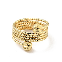 Real 18K Gold Plated Brass Ball Multi Layer Wrap Ring for Men Women, Cadmium Free & Lead Free, Real 18K Gold Plated, US Size 8 1/2(18.5mm)
