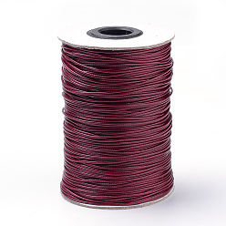 Dark Red Braided Korean Waxed Polyester Cords, Dark Red, 1mm, about 174.97 yards(160m)/roll