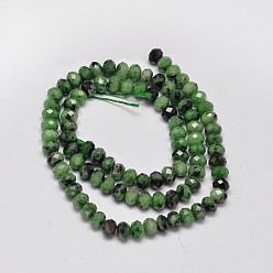 Ruby in Zoisite Faceted Rondelle Grade AA Natural Ruby in Zoisite Bead Strands, 6x4mm, Hole: 1mm, about 99pcs/strand, 15.5 inch