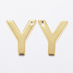 Letter Y 304 Stainless Steel Charms, Letter, Initial Charms, Real 18k Gold Plated, Letter.Y, 11x6~12x0.8mm, Hole: 1mm