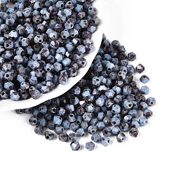 Светло-Синий Пикассо стеклянные бусины, двухконусные, граненые, голубой, 4~4.5x3.5~4 мм, отверстие : 1~1.2 мм, Около 675 шт / 50 г