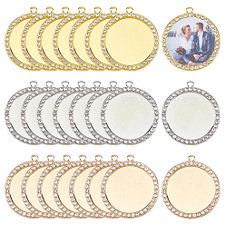 (52) Непрозрачная лаванда Сеттинги для кулона(кабошонов), сплав, со стразами, плоско-круглые, разноцветные, лоток : 25.5 мм, 34x31x2.5 мм, отверстие : 2 мм, 8 шт / цвет